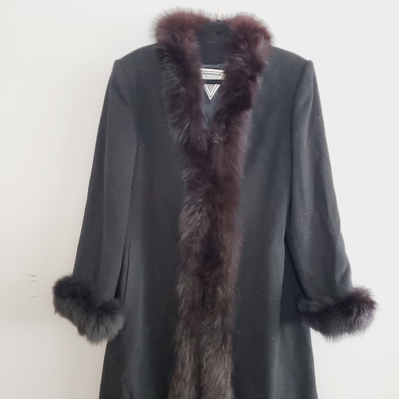 Vintage Marvin Richards Tuxedo Coat Fox Fur Trim - Picture 2 of 14